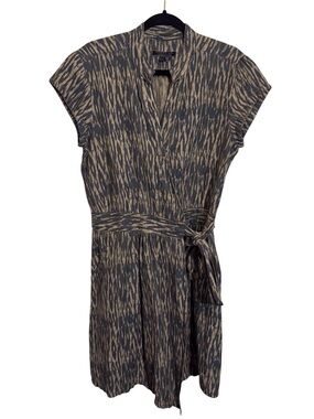 Peruvian Connection Size 8 Batik Print Wrap Dress Cotton Linen Cottagecore VNeck